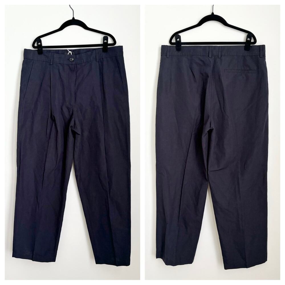 cos - NWT linen blend ankle pant pleated pocket mid-rise dark wash